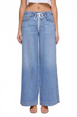 NEW HIDDEN nori elastic waist wide-leg denim jeans in blue